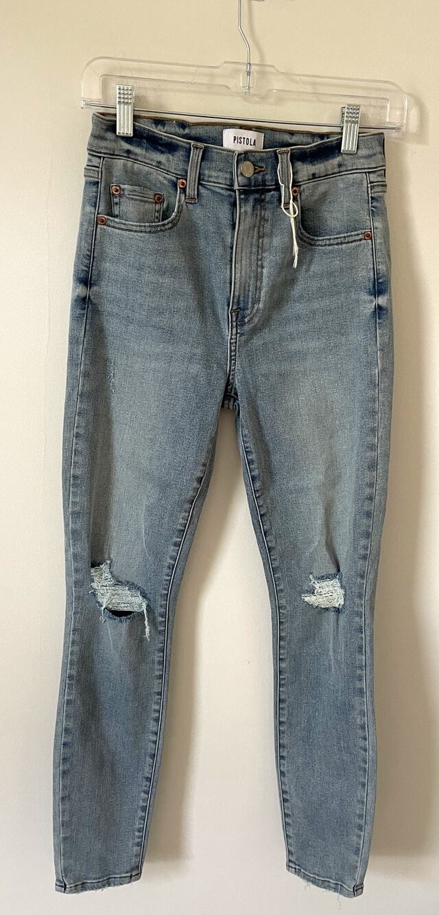 Pistola High Rise Distressed Skinny Denim Jeans Light Blue Wash Size 26 NEW